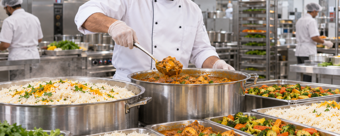 Fresh bulk meals prepared by Al Imtiaz Kitchen chefs
