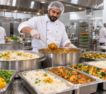 Fresh bulk meals prepared by Al Imtiaz Kitchen chefs