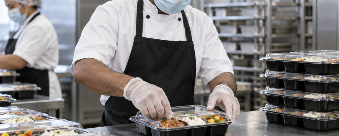 Hygienic bulk meal packing at Al Imtiaz Kitchen