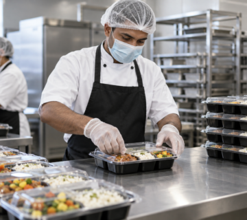 Hygienic bulk meal packing at Al Imtiaz Kitchen