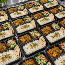 Bulk staff meals being loaded for delivery in UAE