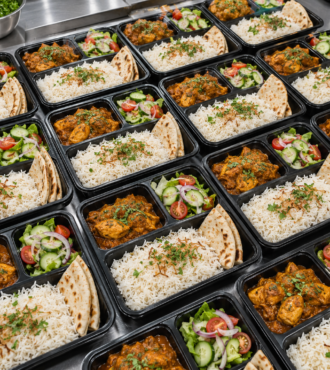 Bulk staff meals being loaded for delivery in UAE